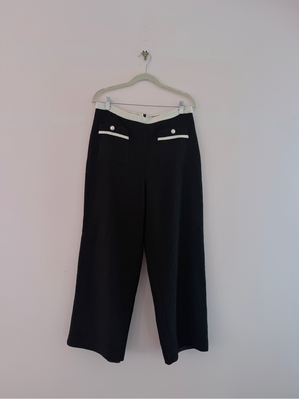 Reformation Black Tweed Wool Blair Crop top and pant set - Picture 4 of 5